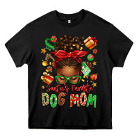 Black santas favorite dog mom afro messy bun Heavy Core Tee - texasbilliewilder