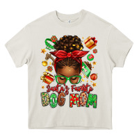 Cream santas favorite dog mom afro messy bun Heavy Core Tee - texasbilliewilder