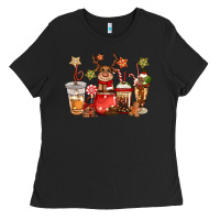 Christmas Reindeer Coffee Ladies Tee | Teevron