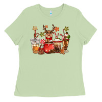 Matcha christmas reindeer coffee Ladies Tee - CowGirlArtShop