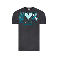 Vintage Black Peace Love Cure Cervical Cancer Vintage Tee - Jasminsmagicworld