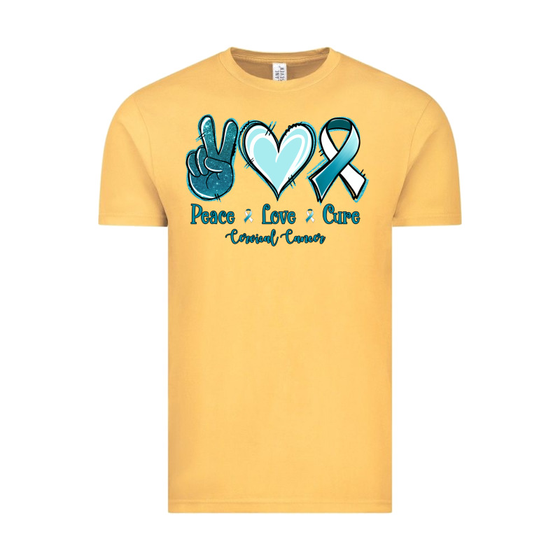 Peace Love Cure Cervical Cancer Vintage Tee by Jasminsmagicworld | Teevron