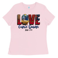 Bubblegum Pink love came down luke 2 11 Ladies Tee - CowGirlArtShop