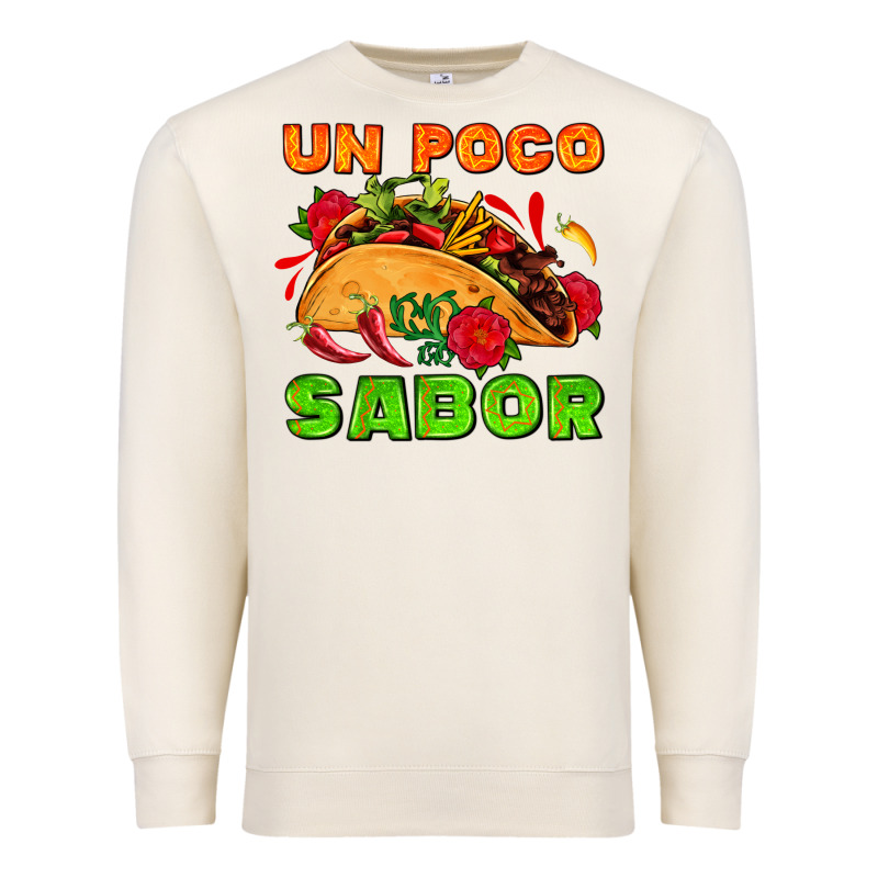 Un Poco Sabor With Taco And Pepper Premium Sweatshirt by AdoDesignShop | Teevron