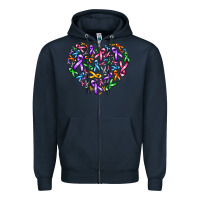 Navy cancer ribbon heart Zipper Hoodie - AdoDesignShop