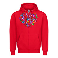 Red cancer ribbon heart Zipper Hoodie - AdoDesignShop