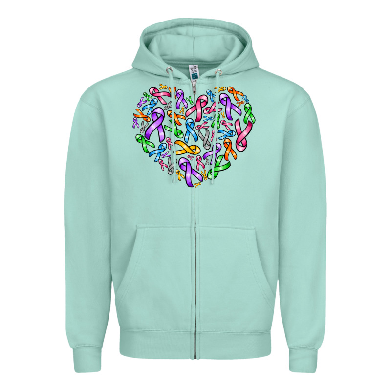 Cancer Ribbon Heart Zipper Hoodie by AdoDesignShop | Teevron