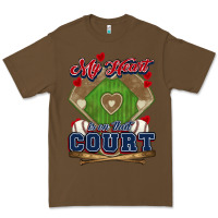 Cacao My heart is on that court Baseball Premium Tee - HowdyJamesFarm