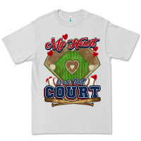 Dove Grey My heart is on that court Baseball Premium Tee - HowdyJamesFarm