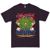 Plum My heart is on that court Baseball Premium Tee - HowdyJamesFarm