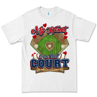 White My heart is on that court Baseball Premium Tee - HowdyJamesFarm