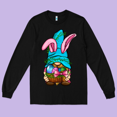 Easter Wicker Basket Gnome Long Sleeve Tee Designed By Bundleandbundleshop