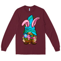 Burgundy Easter Wicker Basket Gnome Long Sleeve Tee - BundleAndBundleShop