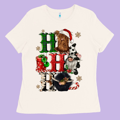 Ho Ho Ho Heifer Cow Gnomies Ladies Tee Designed By Cowgirlartshop