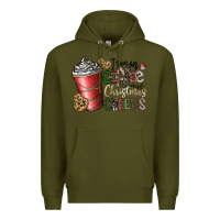 Army Green I Run On Coffee And Christmas Cheers Premium Hoodie - CowhideDigitalArt