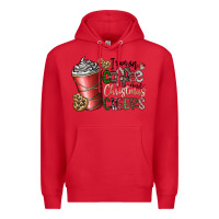 Red I Run On Coffee And Christmas Cheers Premium Hoodie - CowhideDigitalArt