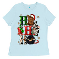 Baby Blue ho ho ho heifer cow gnomies Ladies Tee - CowGirlArtShop