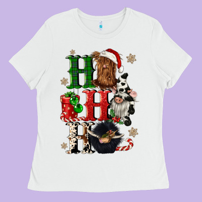 Ho Ho Ho Heifer Cow Gnomies Ladies Tee Designed By Cowgirlartshop