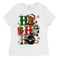 White ho ho ho heifer cow gnomies Ladies Tee - CowGirlArtShop