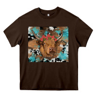 Chocolate Brown western roses cow Heavy Core Tee - RanaPortraitStore