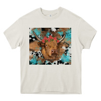 Cream western roses cow Heavy Core Tee - RanaPortraitStore