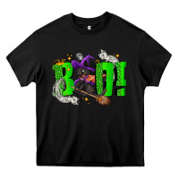Black Boo! with black cat Halloween Heavy Core Tee - NancyCooperArtShop