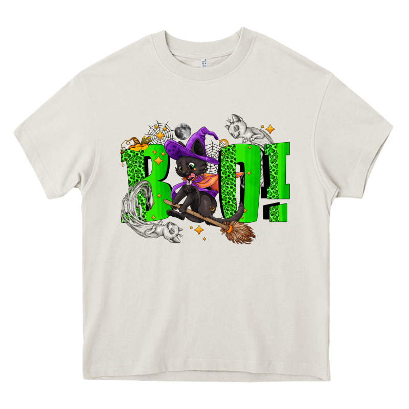 Boo! With Black Cat Halloween Heavy Core Tee by NancyCooperArtShop | Teevron