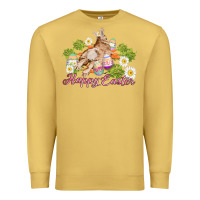 Antique Gold easter bunny with carrots and daisy Premium Sweatshirt - AdoDesignShop