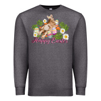 Charcoal Heather easter bunny with carrots and daisy Premium Sweatshirt - AdoDesignShop