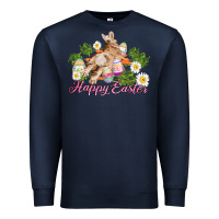 Navy easter bunny with carrots and daisy Premium Sweatshirt - AdoDesignShop