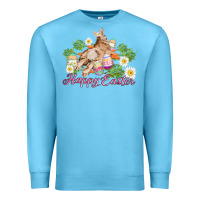 Ocean Blue easter bunny with carrots and daisy Premium Sweatshirt - AdoDesignShop