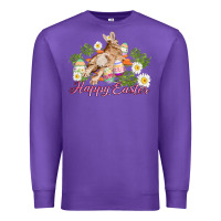Purple easter bunny with carrots and daisy Premium Sweatshirt - AdoDesignShop