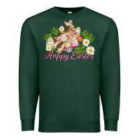 Sports Green easter bunny with carrots and daisy Premium Sweatshirt - AdoDesignShop