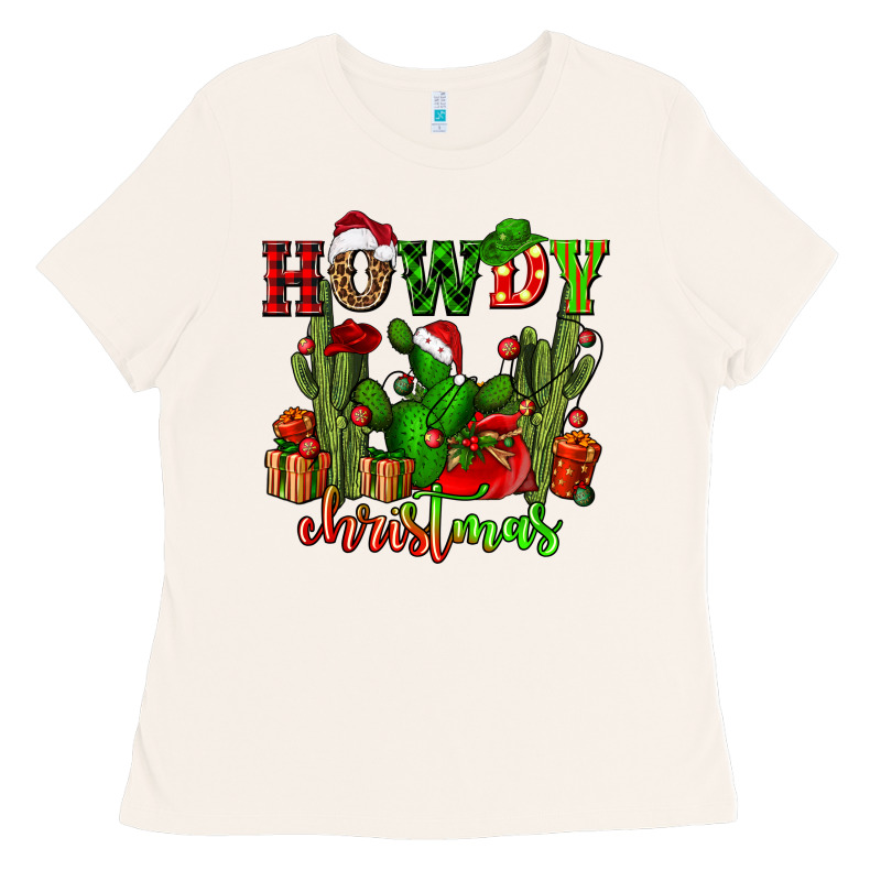 Howdy Christmas With Cactusses Ladies Tee by CowGirlArtShop | Teevron