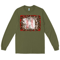 Army Green baseball leopard background Long Sleeve Tee - RanaPortraitStore
