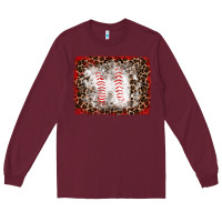 Burgundy baseball leopard background Long Sleeve Tee - RanaPortraitStore