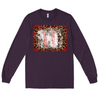 Plum baseball leopard background Long Sleeve Tee - RanaPortraitStore