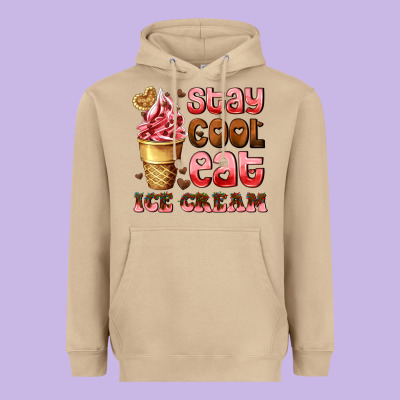 Stay Cool Eat Ice Cream Heavyweight Hoodie Designed By Adodesignshop