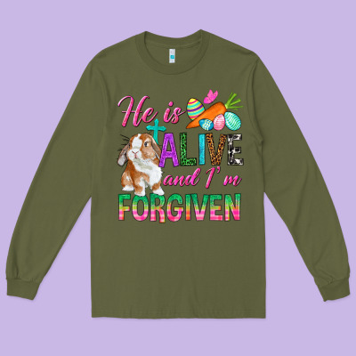 He Is Alive And I'm Forgiven Long Sleeve Tee Designed By Bundleandbundleshop