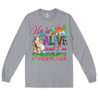 Heather Grey He Is Alive And I'm Forgiven Long Sleeve Tee - BundleAndBundleShop