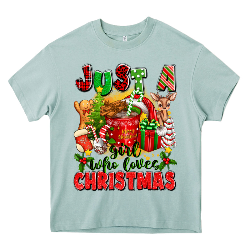 Just A Girl Who Loves Christmas Heavy Core Tee by texasbilliewilder | Teevron