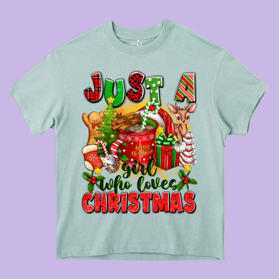 Just A Girl Who Loves Christmas Heavy Core Tee Designed By Texasbilliewilder