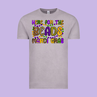Here For The Beads Mardi Gras Vintage Tee Designed By Oliviacreatesart