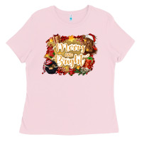 Bubblegum Pink merry and bright Ladies Tee - CowGirlArtShop