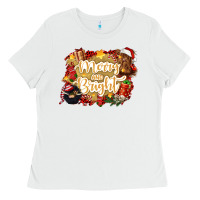 White merry and bright Ladies Tee - CowGirlArtShop