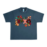 Midnight Navy Rooster Valentine's Day xoxo Urban Heavy Tee - FaDigitalArtStudio