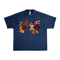 Navy Rooster Valentine's Day xoxo Urban Heavy Tee - FaDigitalArtStudio