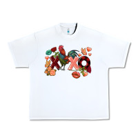 White Rooster Valentine's Day xoxo Urban Heavy Tee - FaDigitalArtStudio