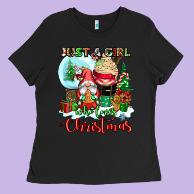 Just A Girl Who Loves Christmas Ladies Tee Designed By Cowgirlartshop
