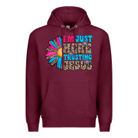 Burgundy im just here trusting jesus Premium Hoodie - CowhideDigitalArt